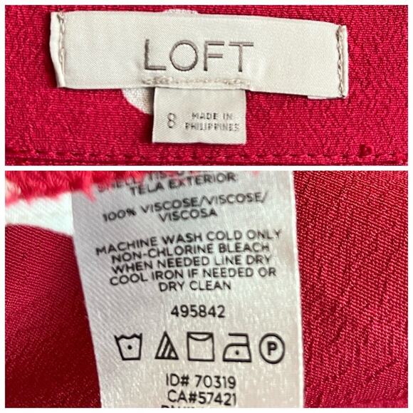 LOFT Women's Red & White Polka Dot Wrap Tie Waist Midi Skirt Size 8 - Picture 8 of 10